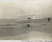 First controlled powered flight, Wright brothers at Kitty Hawk, December 17, 1903