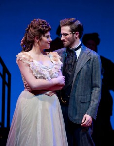 Dr. Jekyll (Blaine Boyd) and his fiancée, Emma (Alex Sunderhaus), share a romantic moment.