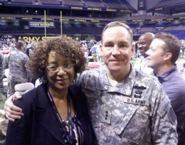 Lillian Johnson, Wright State University's assistant dean for academic advising and transfer services with University College met many hi ranking officers during her trip including General Benjamin D. Freakley.