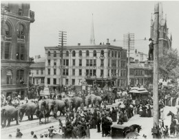 Circus parade in the streets of Dayton, 1899