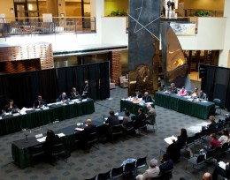 Photo of the Student Union Atrium during the Ohio Civil Rights Commision hearing.