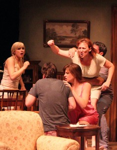 Photo of a scene from August: Osage County featuring several actors in a fight.