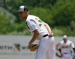 Photo of Michael Schum, a junior relief pitcher on the Wright State baseball team.