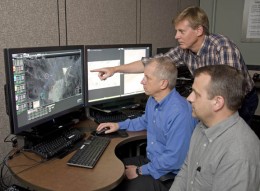 Photo of WSRI Researcher Dave Gross (foreground) with Air Force researchers
