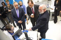 File photo from tour of Mound Laser & Photonics Center following Wright State agreement announcement.