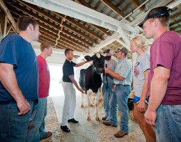 Photo of Greg Homan, Ph.D. and several of his agriculture students at Wright State's Lake Campus.