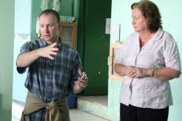 Photo of Rober Rubin and the daycare center's director Dona Marielos Celabria.