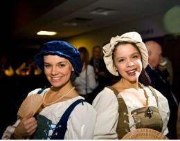Photo of two women dressed in Renaissance garb.