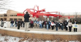 Photo of students participating in MLK march at Wright State.