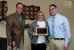 Photo of Wright State Vice President for Student Affairs Dan Abrahamowicz, Bobbi Warrington and her son Nick Warrington.