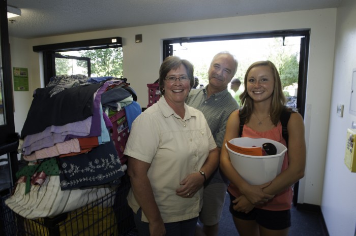 Freshman Molly Hertenstein got a lot of help from her mom and dad on Move-in Day.