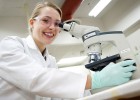 Once a dropout, honors student aims for medical school Photo of Wright State biology major Theresa Fennell in lab