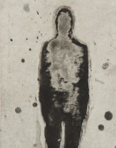 Painting of the outline of a person in black