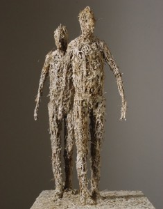 Photo of a sculpture of two people walking