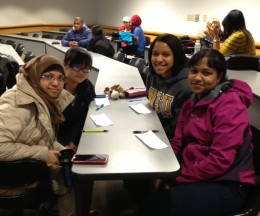 Photo of students participating in Match Day of the Conversation Partner Project