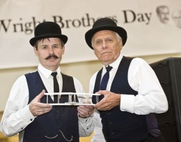 Wright brother impersonators Tom Benson and Roger Storm
