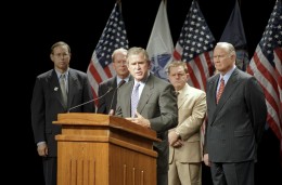 In 2000, then-Texas Gov. George W. Bush campaigned at Wright State on Sept. 7, 2000 during a campaign visit with retired Gulf War generals General Colin Powell and Norman Schwarzkopf.