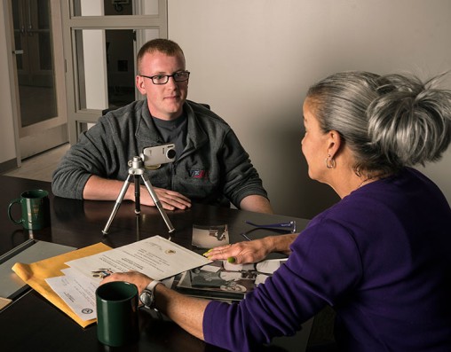 Adrian Hill conducting interview