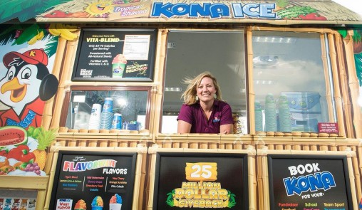 Molly Eaton in her Tropical Kona Shaved Ice truck