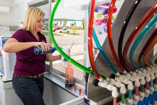 Molly Eaton filling shaved-ice cup