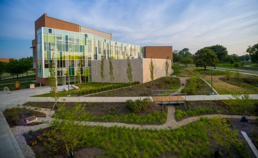 rain garden alongside the new Student Success Center