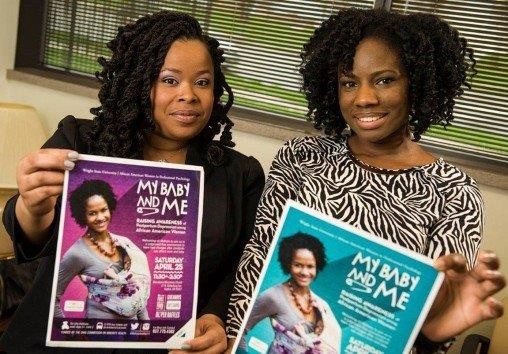 Wright State School of Professional Psychology students Tawana Jackson, left, and Tawanna Howard received state funding to host additional community programs on postpartum depression among African-American women next April.
