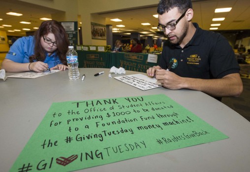 Faculty, staff and students showed support for Rise. Shine. The Campaign for Wright State University during the third annual Giving Tuesday event.