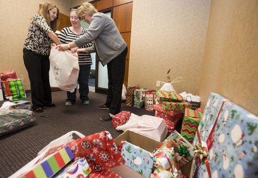 Organized by We Serve U, Wright State's annual Holiday Gift Program collected more than 800 gifts for families in Greene and Montgomery counties. Photo by Erin Pence)