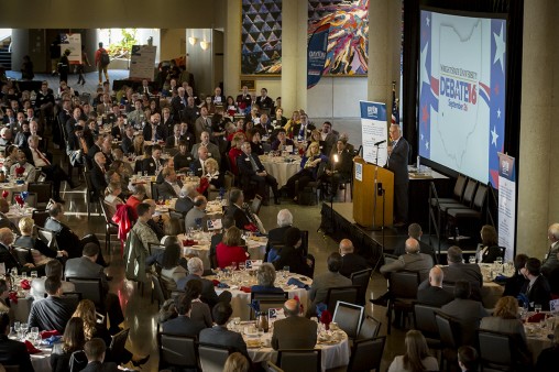 Wright State University President David R. Hopkins spoke to more than 400 business and community leaders at Sinclair Community College on April 5 during the Dayton Area Chamber of Commerce’s 2016 Annual Meeting. 