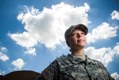 Ellie Collins, a junior international studies major, was the first female captain of the Army ROTC Raider Battalion Ranger Challenge Team and is set to become the commander of the Raider Battalion’s Cadet Battalion this fall. (Photos by Will Jones)