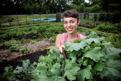 Wright State Spanish major Ri Molnar provides produce to the community through her Pay It Forward Farm, a community supported agriculture program. (Photos by Erin Pence)