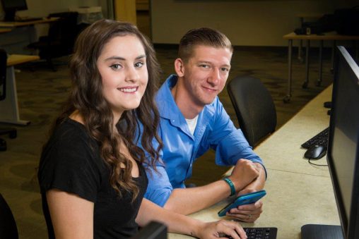 Recipients of LexisNexis Election 2016 Scholarships, Wright State students Courtney Resnicky and Brandon Teeple will will write blog posts offering their insights into the presidential election from a Millennial viewpoint. (Photo by Will Jones)