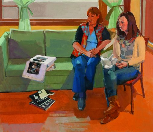 "Lauren and Brenda (with Babar)," oil on canvas, by Tim Kennedy