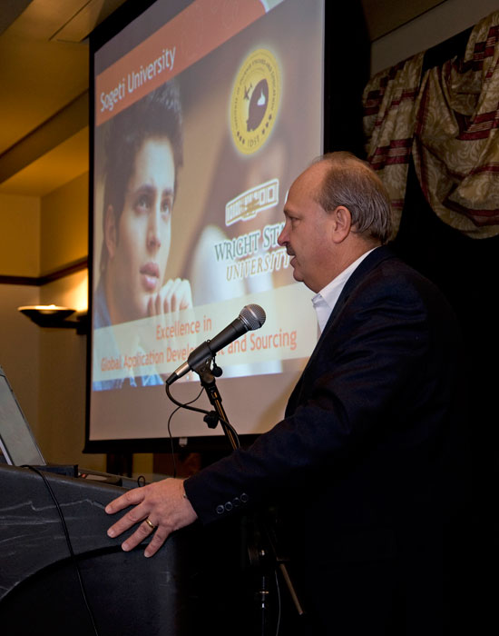 Michael Pleiman, executive vice president of Sogeti USA, speaking at the Nutter Center event on Jan. 31.