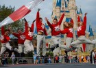 Photo of student interns leaping in front of Cinderella's Castle at Walt Disney World.