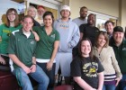 Photo of ten Wright State students at a Dayton Dragons game in the DP&L Foundation suite.