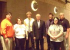 Photo of Wright State President David Hopkins with College Now GEAR UP advisors R. J. Chavez, Susan Keillor, Elyria HS students Spencer Smith and J. C. Conley and College Now GEAR UP advisors Jeanne Scheuerman and Bill Dull.