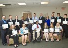 Photo of the Wright State University Model United Nations Team after they were presented Presidential Commendations for Excellence in Co-Curricular Activities by university president David R. Hopkins.