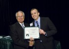 Photo of Wright State President David R. Hopkins and Aaron Shank.