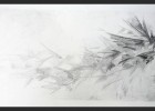 Photo of a black and white drawing by Anthony Powers, a synesthete and an artist.