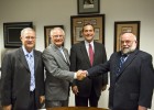 Photo of Jack Bantle, VP Research and Graduate Studies; President David R. Hopkins, Wright State University; Chancellor Jim Petro, Ohio Board of Regents; Larry Dosser, President and CEO of the Mound Laser and Photonics Center