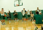Photo of Wright State basketball players practicing.