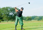 Photo of Wright State University Board of Trustees member Vishal Soin teeing off on the 11th hole during the employee golf outing Friday, August 5.