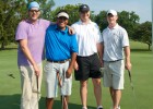 Photo of (From L to R) Sean Creighton, executive director of SOCHI, Mario Basora, superintendent of Yellow Springs Schools, Matt Grushon and Jay Lasky take a moment for a picture on the green.