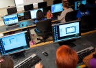 Photo of pre-college students using a Wright State computer lab.