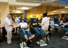 Photo of students giving blood at the Student Union.