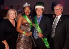 Photo of Angelia Hopkins, Homecoming queen Yvette, Homecoming King Tim Holmer and Wright State President David R. Hopkins.