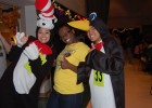 Photo of students dressed as the Cat in the Hat and as a penguin at the 2010 Multicultural Halloween.