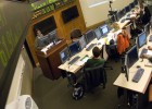 Photo of a class in the Trading Room at Wright State's Raj Soin College of Business.