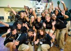 Photo of students with Rowdy Raider.